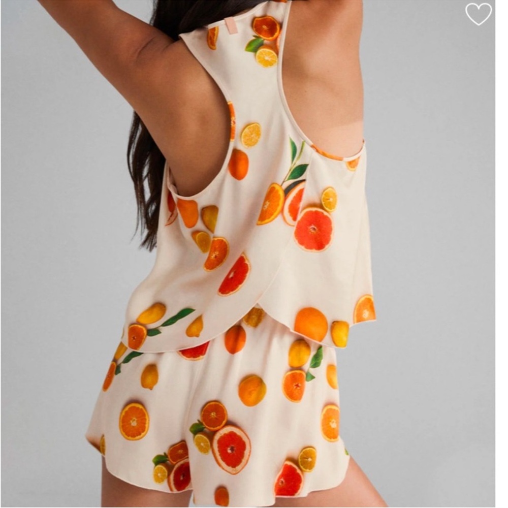 LUNYA Washable Silk Tank Short Pajama Main Squeeze Orange SET 2 PIECE L - Picture 3 of 8